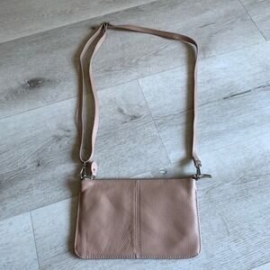 Befen Blush Pink Pebbled Leather Crossbody Bag Small Wristlet Clutch Wallet